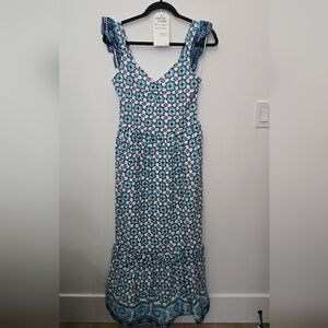 Haute Hippie Blue and White Floral Maxi Dress